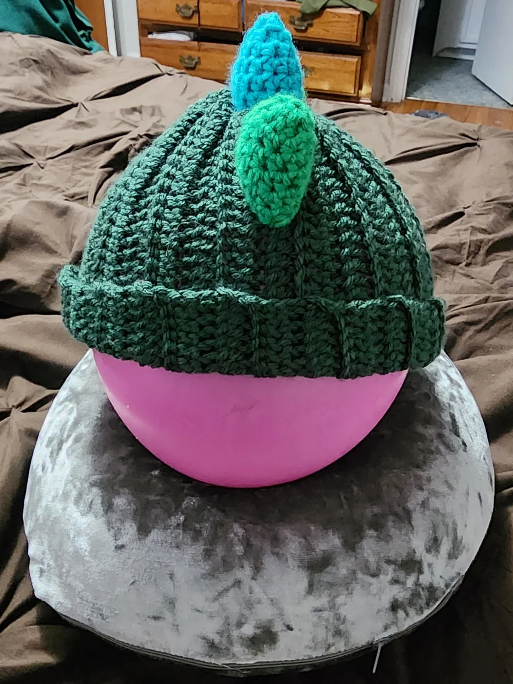 Kids Green & Blue Dino Beanie Hat